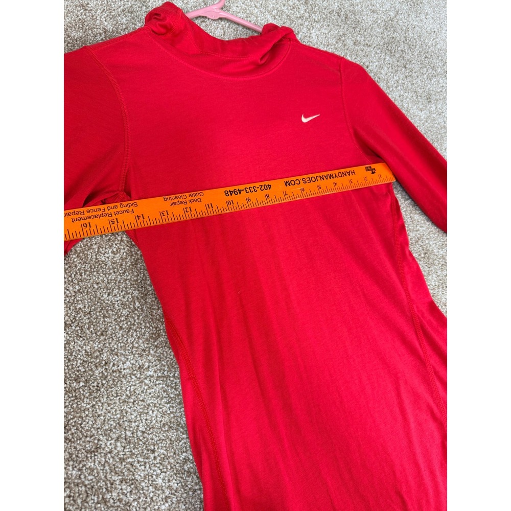 Nike Running Dri-FIT Hoodie Womens XS Red Long Sleeve Thumbhole Top Gym Train - Picture 3 of 13